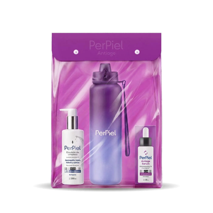 PERPIEL COMBO RUTINA ANTIAGE : LIMPIEZA + SERUM EMULSION +BOTELLA
