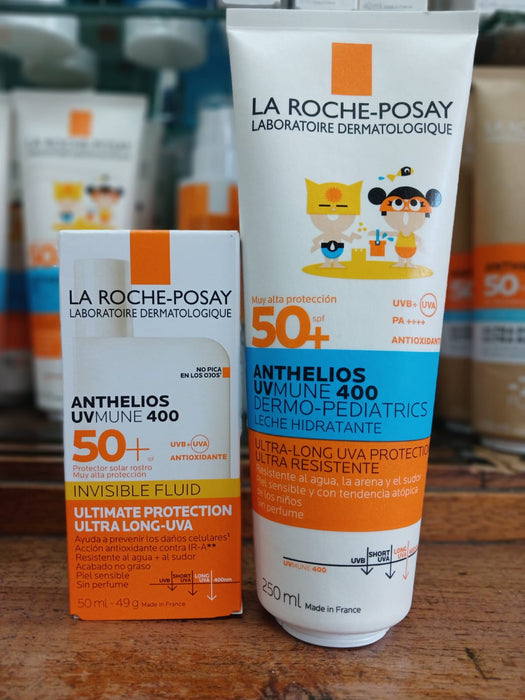 COMBO LA ROCHE ANTHELIOS FLUIDO  UVMUNE + ANTHELIOS MILK DERMOPEDIÁTRICO 250 ML RENO)