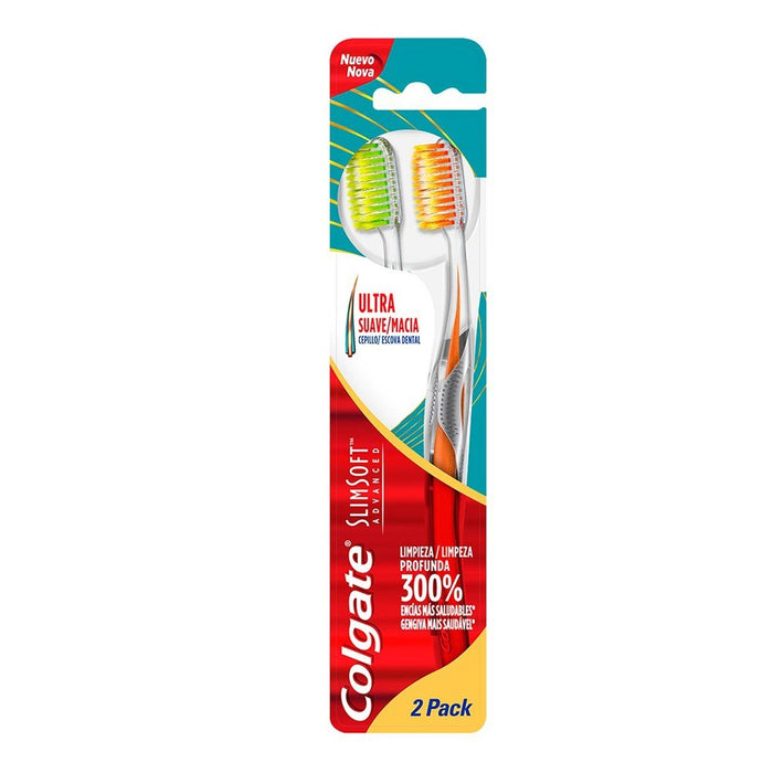 Cepillo Dental Colgate Slim Soft Advanced Ultra Suave 2 Unidades